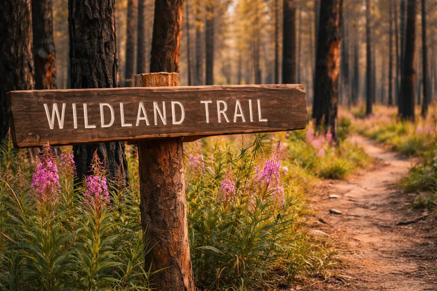 The Wildland Trail weaves through our post wildfire Wildland Sanctuary